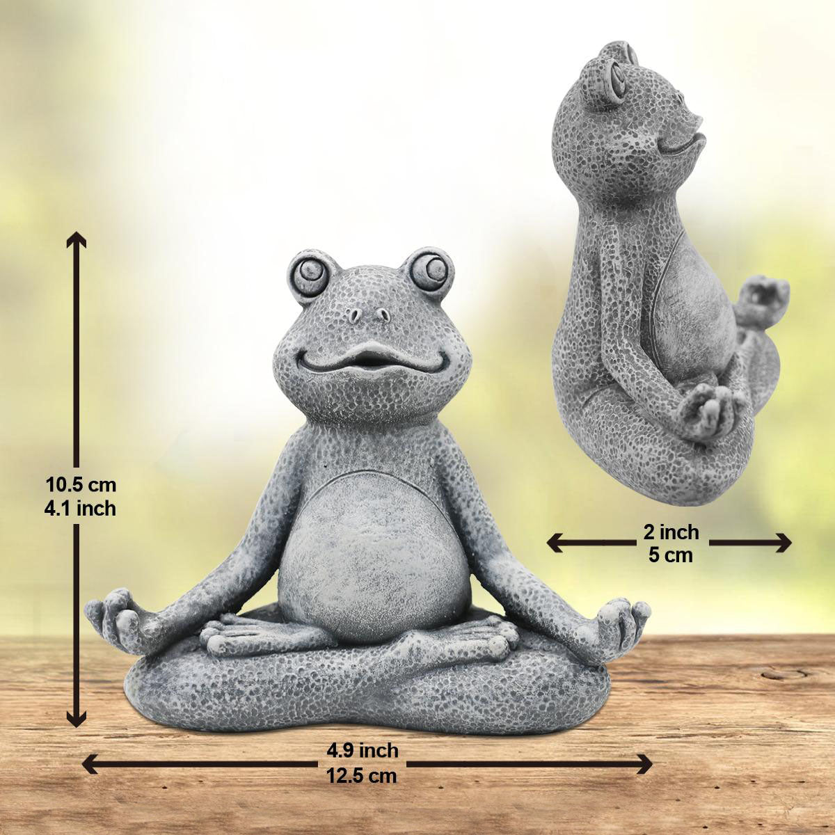 Nacome Meditating Frog Miniature Figurine, Zen Yoga Frog Statue Ornament - Indoor/Outdoor Garden & Home Decoration, 5 inch (Grey)