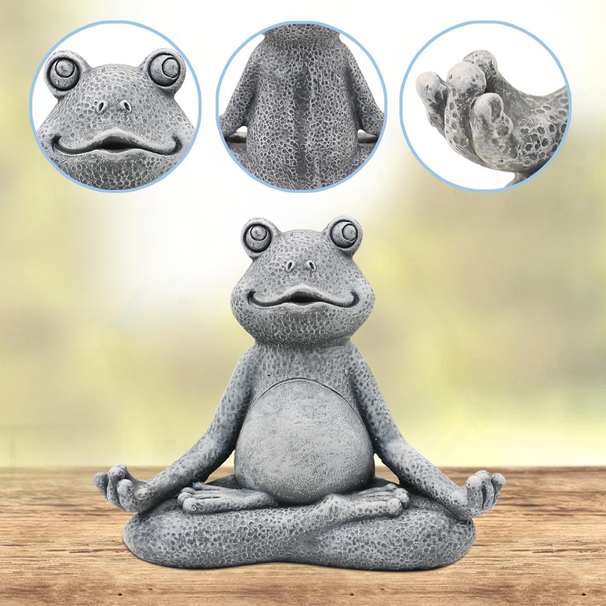 Nacome Meditating Frog Miniature Figurine, Zen Yoga Frog Statue Ornament - Indoor/Outdoor Garden & Home Decoration, 5 inch (Grey)