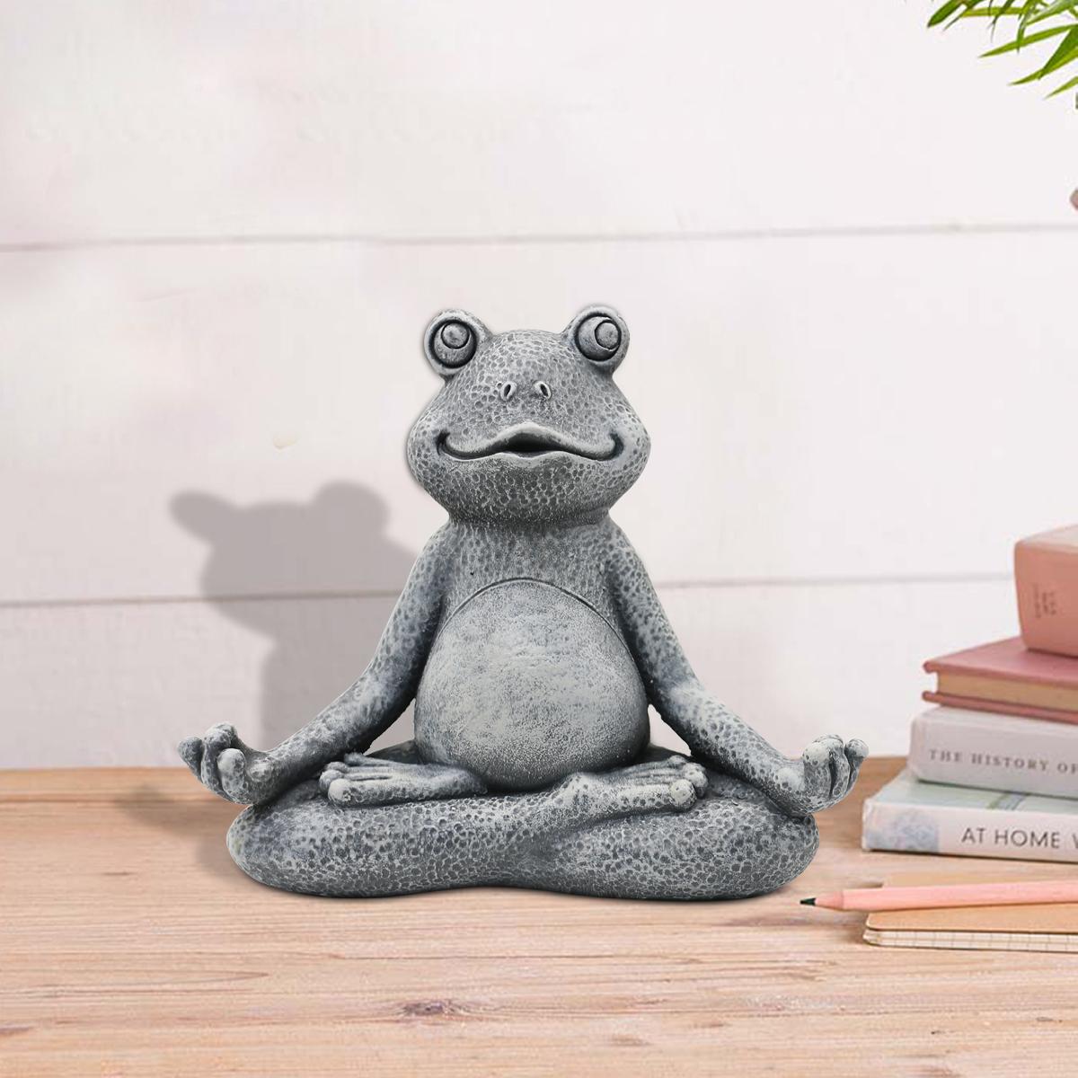 Nacome Meditating Frog Miniature Figurine, Zen Yoga Frog Statue Ornament - Indoor/Outdoor Garden & Home Decoration, 5 inch (Grey)