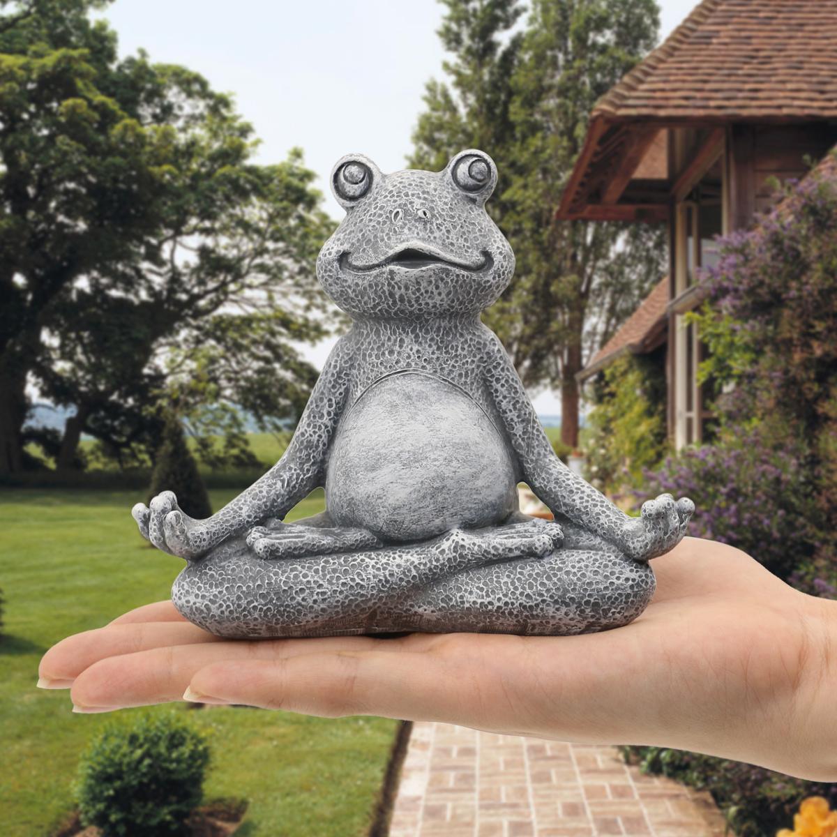 Nacome Meditating Frog Miniature Figurine, Zen Yoga Frog Statue Ornament - Indoor/Outdoor Garden & Home Decoration, 5 inch (Grey)