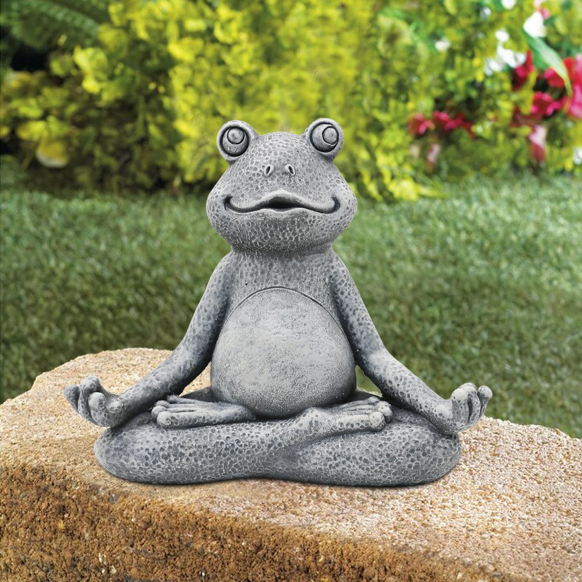 Nacome Meditating Frog Miniature Figurine, Zen Yoga Frog Statue Ornament - Indoor/Outdoor Garden & Home Decoration, 5 inch (Grey)