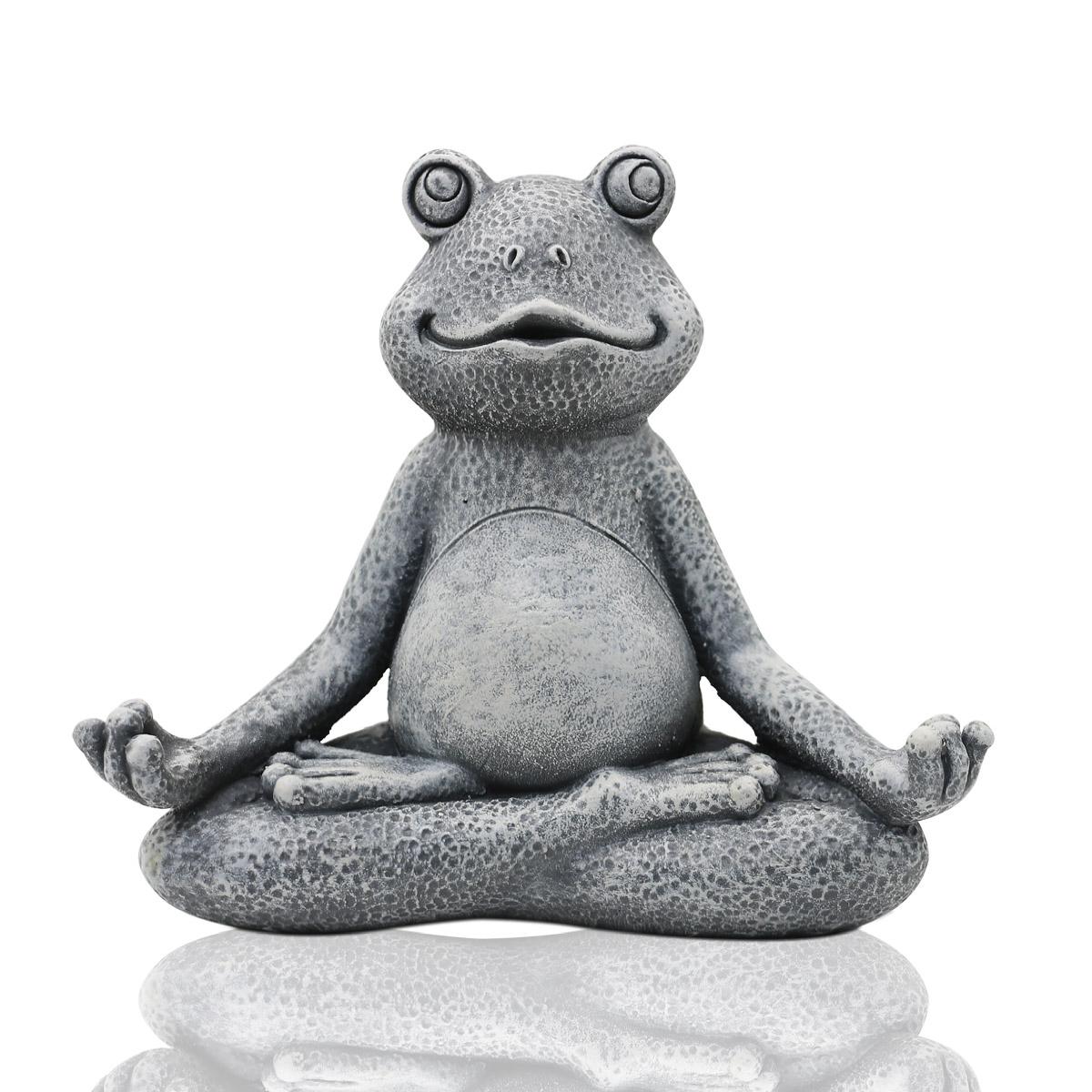 Nacome Meditating Frog Miniature Figurine, Zen Yoga Frog Statue Ornament - Indoor/Outdoor Garden & Home Decoration, 5 inch (Grey)