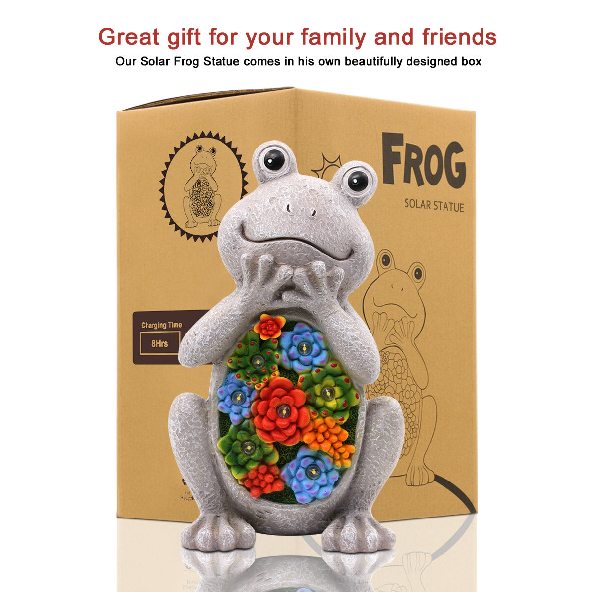 Nacome Solar Frog Turtle for Garden Decor - Outdoor Statues for Patio,Yard,Balcony Ornament,Birthday Gifts for Women/Mom/Grandma,Mom's Best Gifts