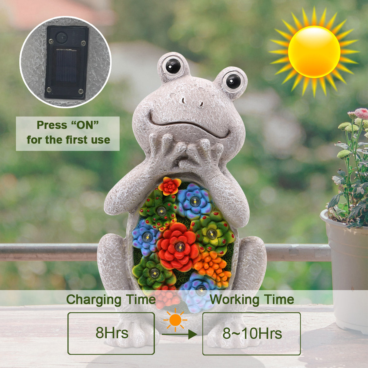 Nacome Solar Frog Turtle for Garden Decor - Outdoor Statues for Patio,Yard,Balcony Ornament,Birthday Gifts for Women/Mom/Grandma,Mom's Best Gifts