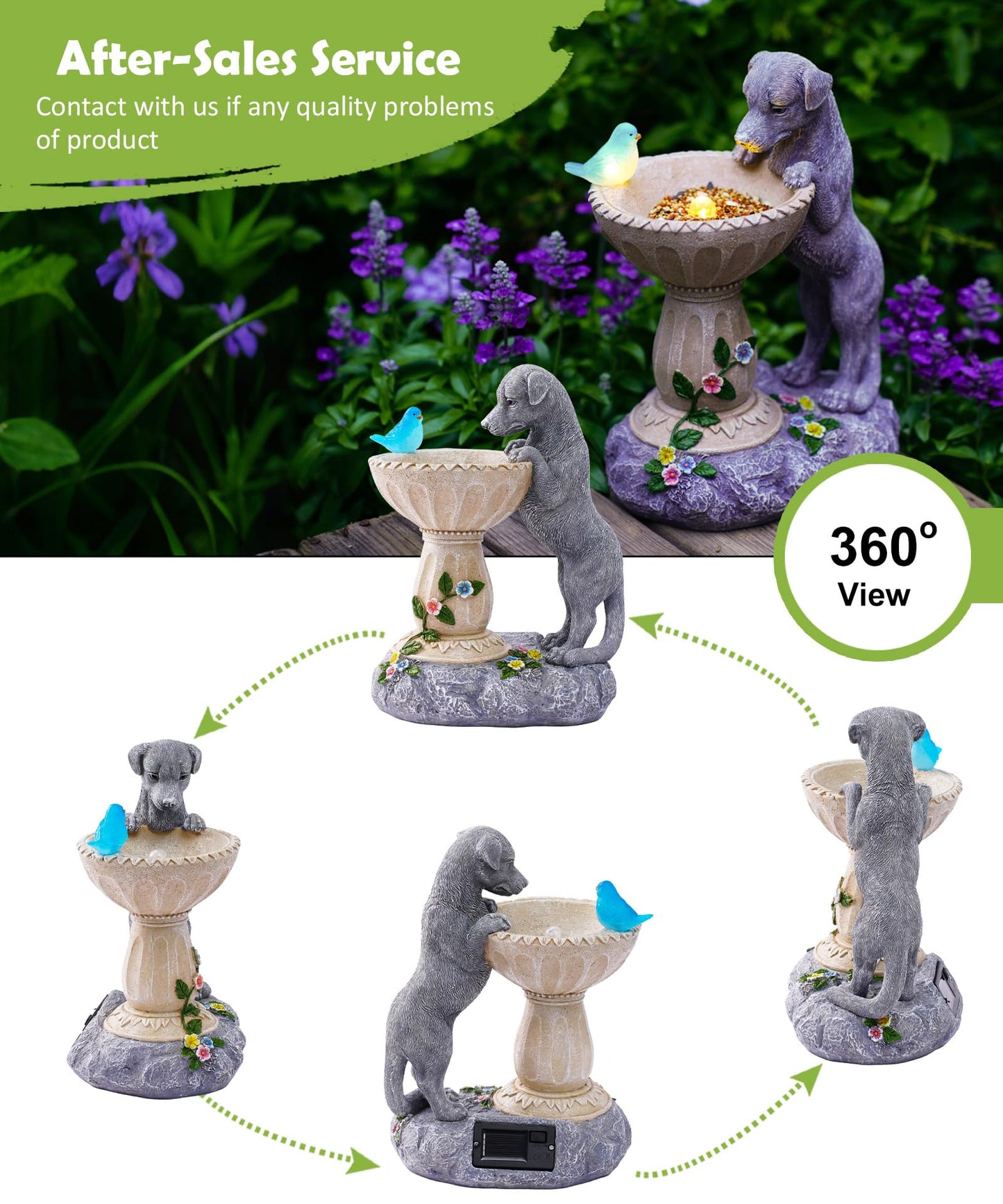 Nacome Solar Dog Statues for Garden Decor: IP65 Waterproof Resin