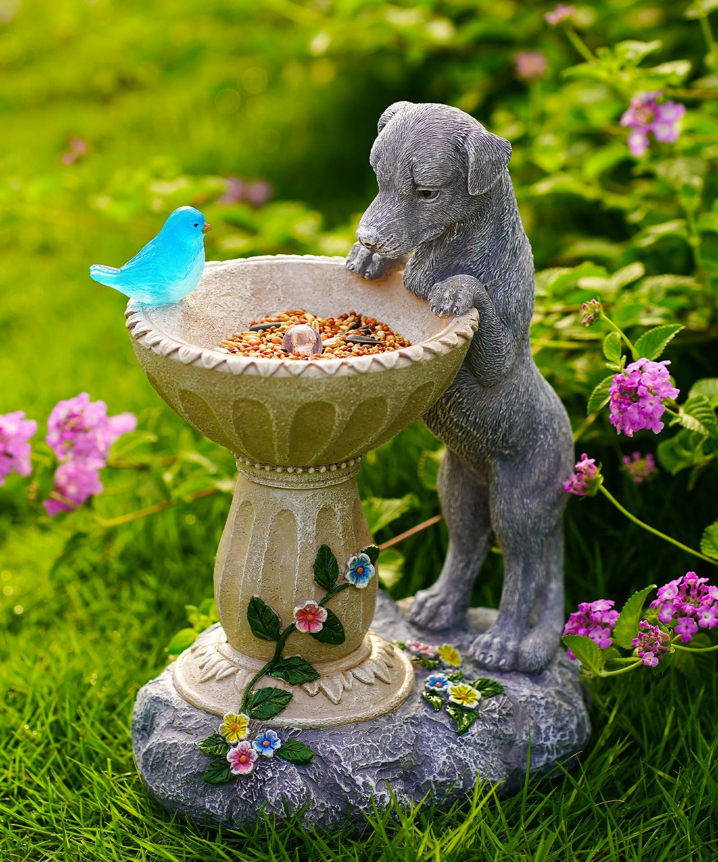 Nacome Solar Dog Statues for Garden Decor: IP65 Waterproof Resin